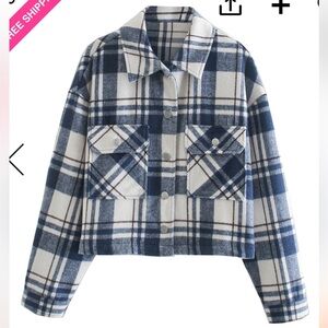 Plaid button up shacket